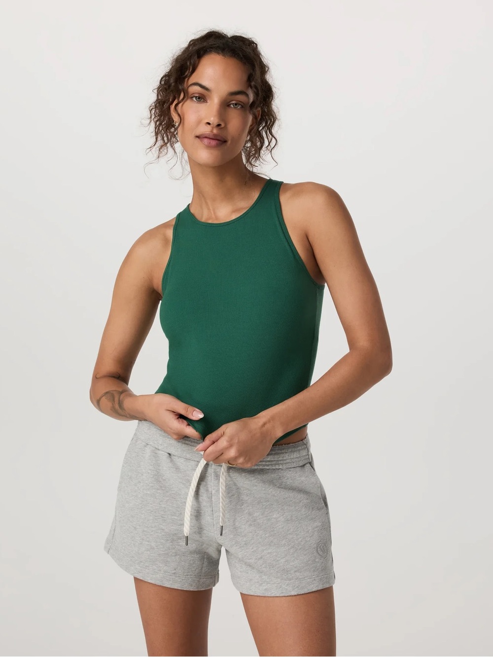 Women's Forest Green Ribbed Tank Top